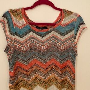 Forever 21 Almost Famous Multicolor Chevron Knit Top